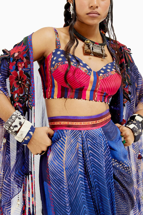 Beyond Ken Sapphire Veni Dupatta Jacket Set
