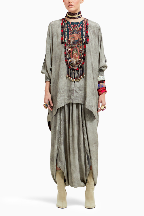 Ash Grey Kuru Trapeze Kurti Set