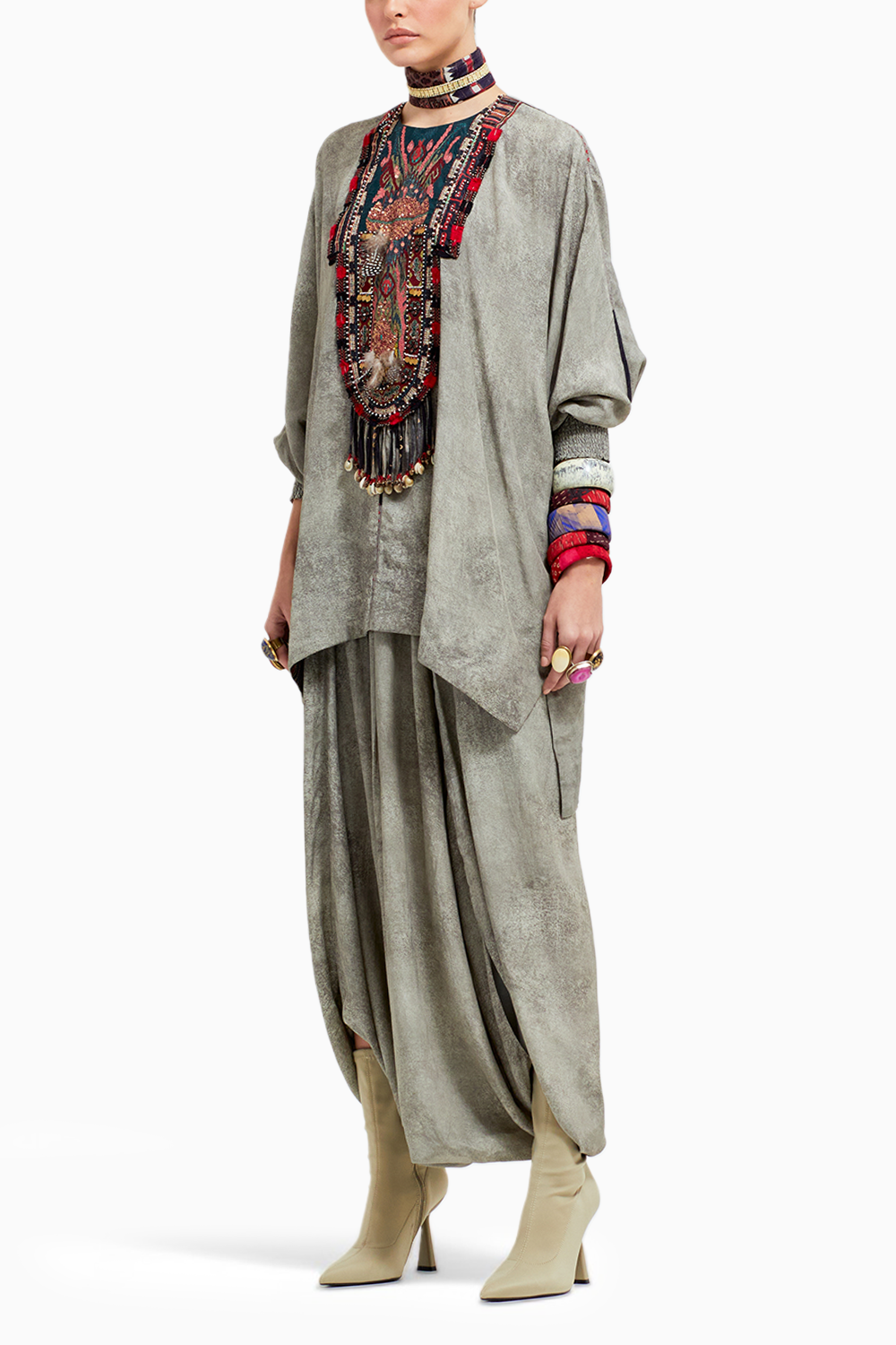 Ash Grey Kuru Trapeze Kurti Set