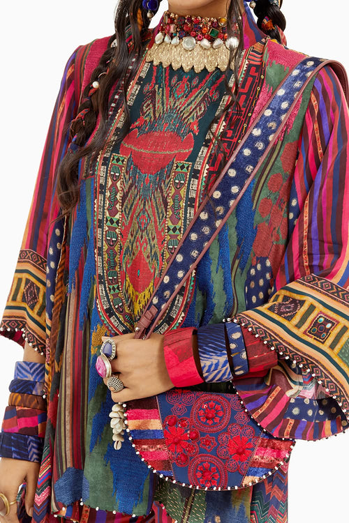 Beyond Ken Multi Mitra Short Kurta and Trouser Set