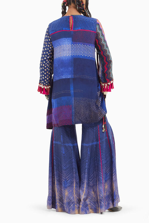 Beyond Ken Sapphire Mitra Short Kurta with Flared Trouser Set