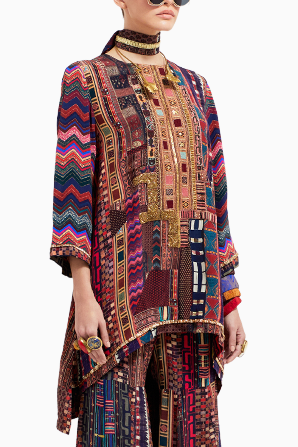 Multi Mitra Short Kurta with Trousers and Dupatta