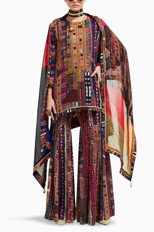 Multi Mitra Short Kurta with Trousers and Dupatta