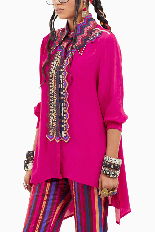 Beyond Ken Shocking Pink Atri Straight Shirt
