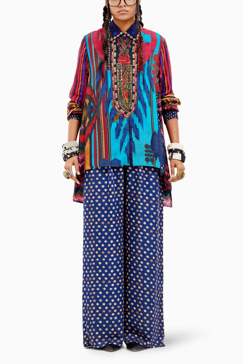 Beyond Ken Multi Atri Straight Shirtwith Trouser Set
