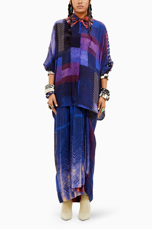 Beyond Ken Sapphire Mandala Shirt with Skirt Set