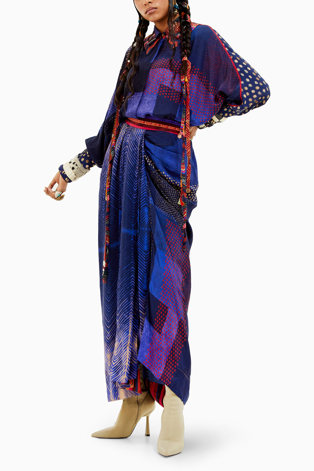 Beyond Ken Sapphire Mandala Shirt with Skirt Set