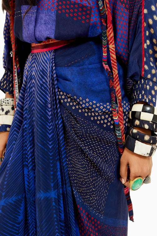 Beyond Ken Sapphire Mandala Shirt with Skirt Set