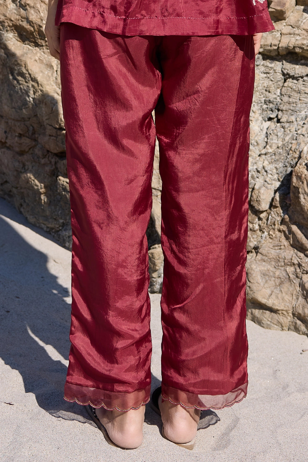 Carly Maroon Pull-on Trousers