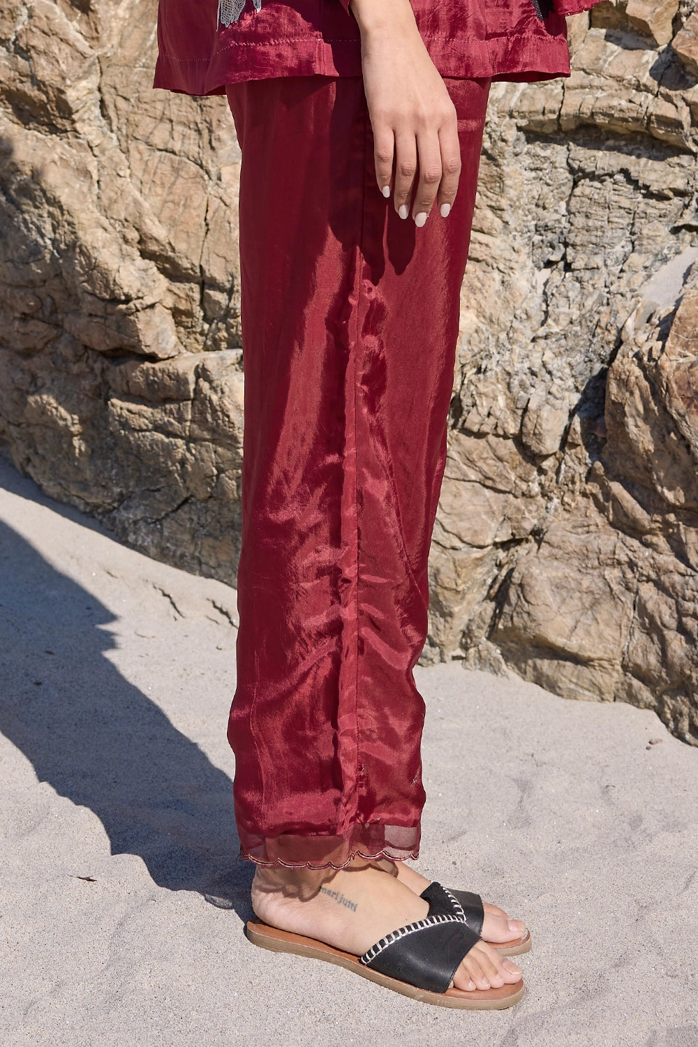 Carly Maroon Pull-on Trousers