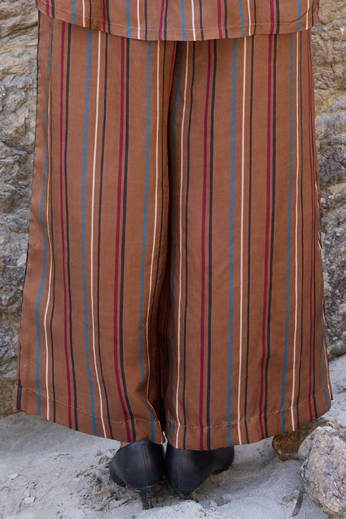 Jo Striper Brown Wide Trousers