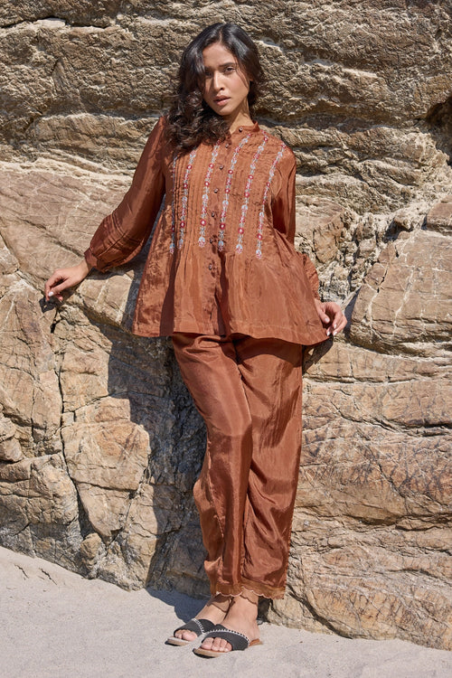 Doug Brown Pintuck Top with Carly Trouser
