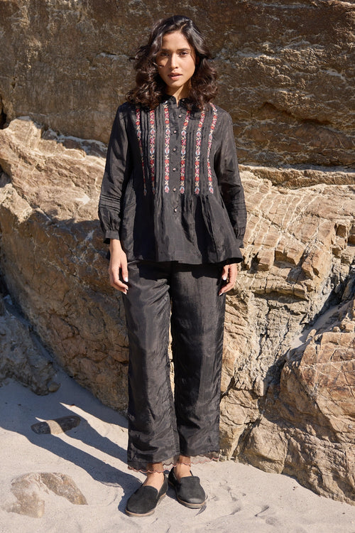 Doug Black Pintuck Top with Carly Trouser