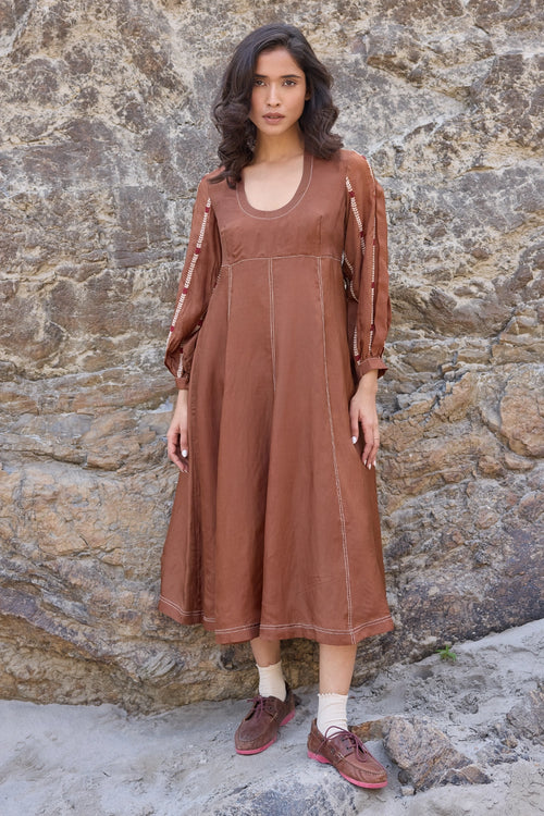 Poppy Brown Panelled Dress