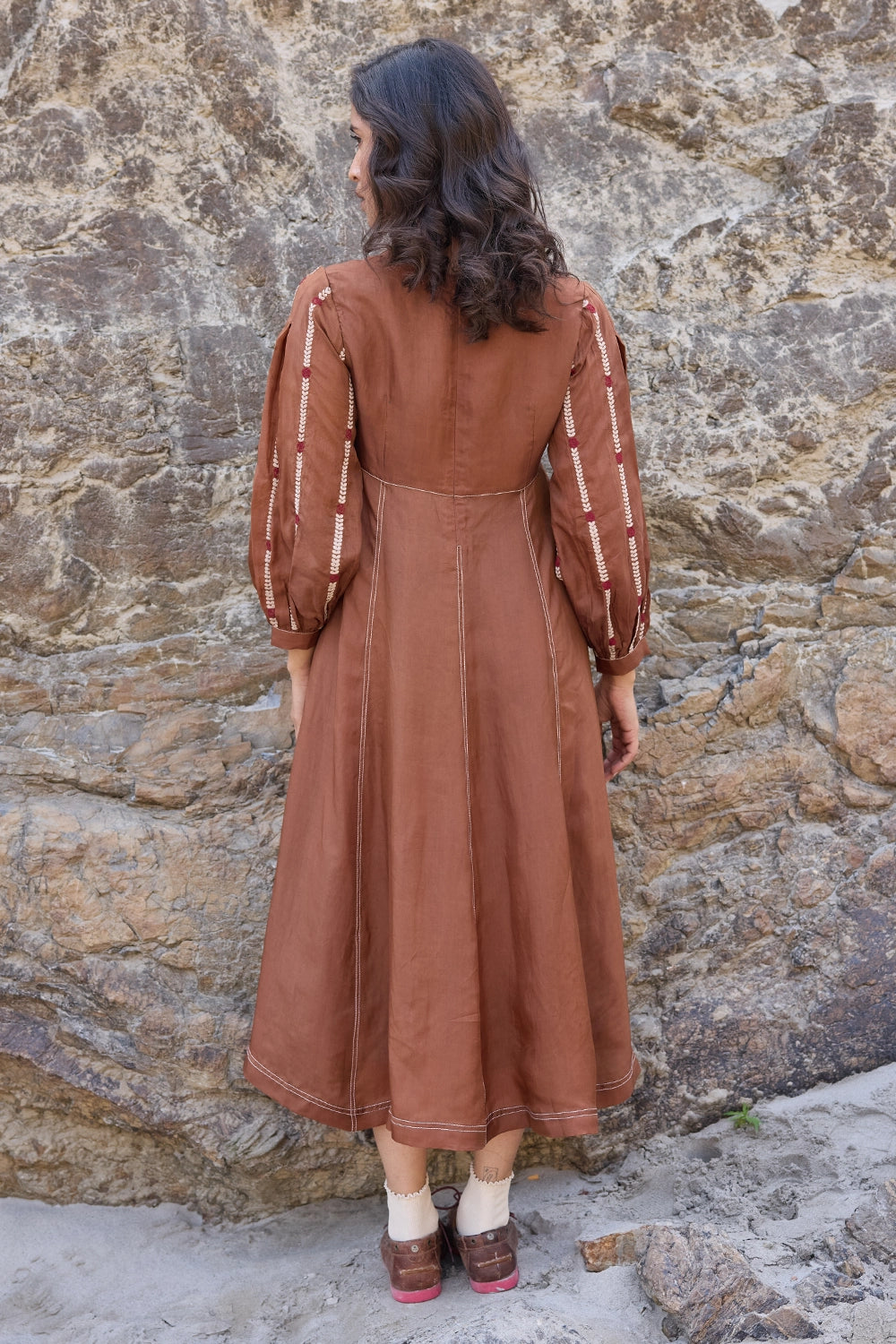 Poppy Brown Panelled Dress