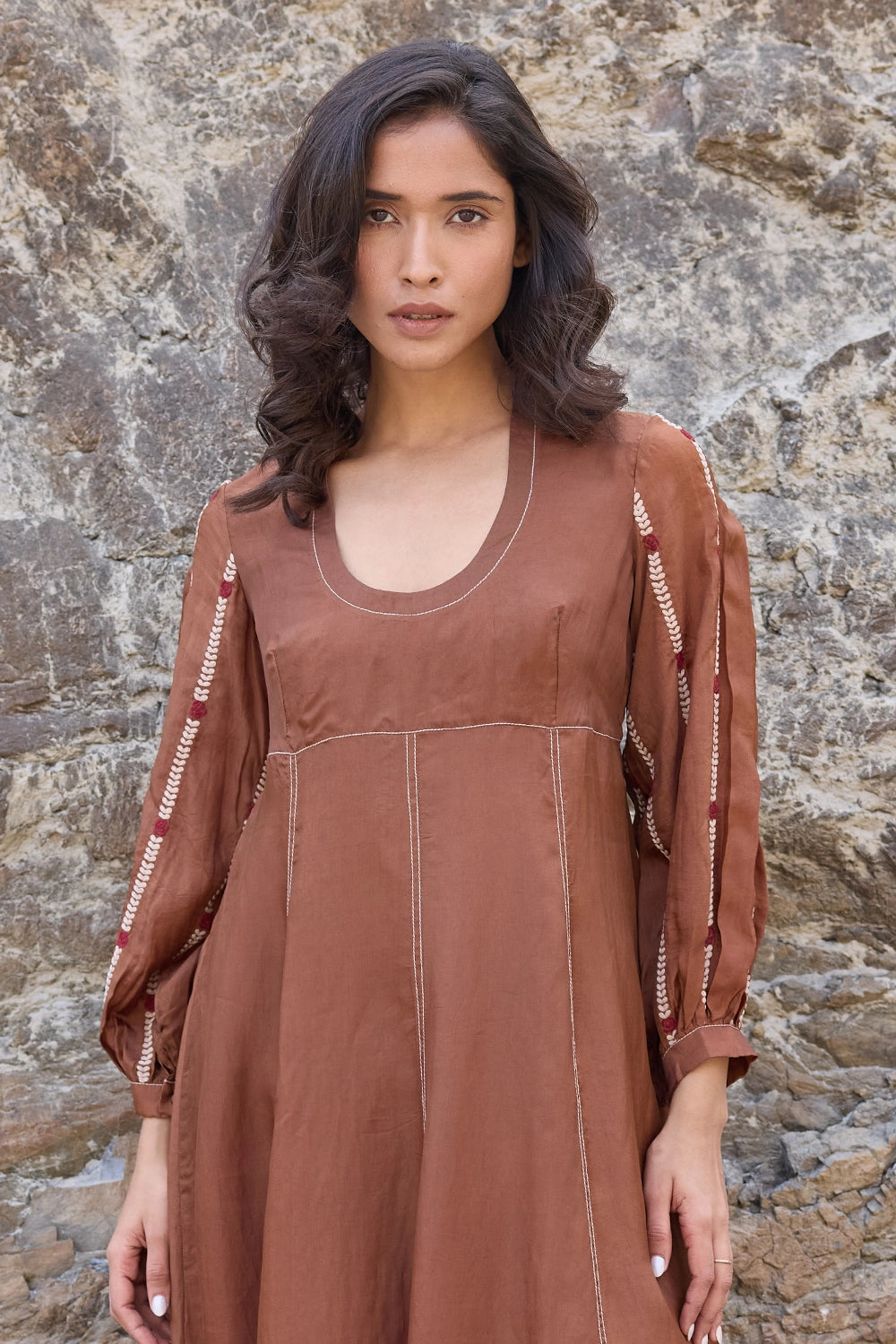 Poppy Brown Panelled Dress