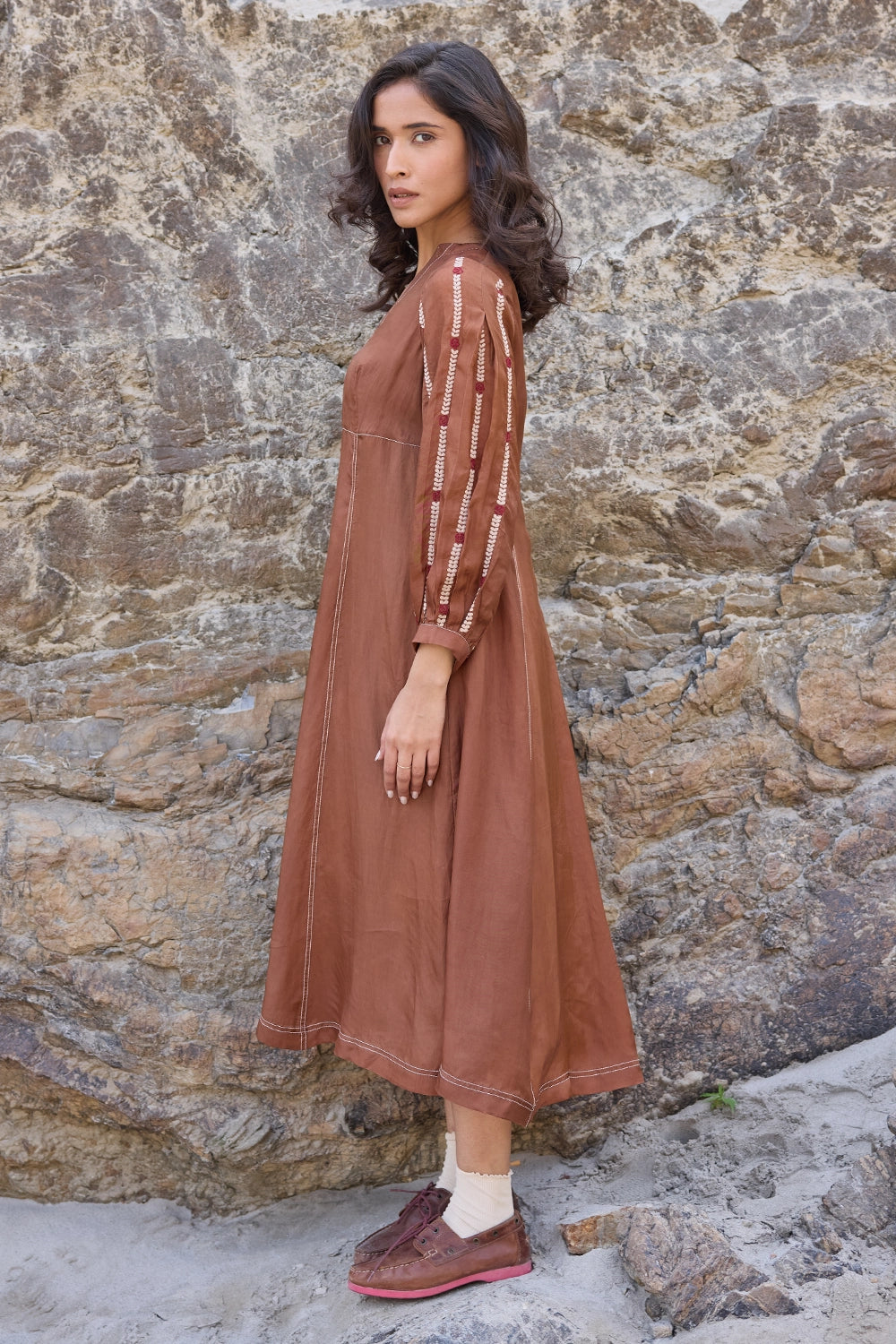 Poppy Brown Panelled Dress