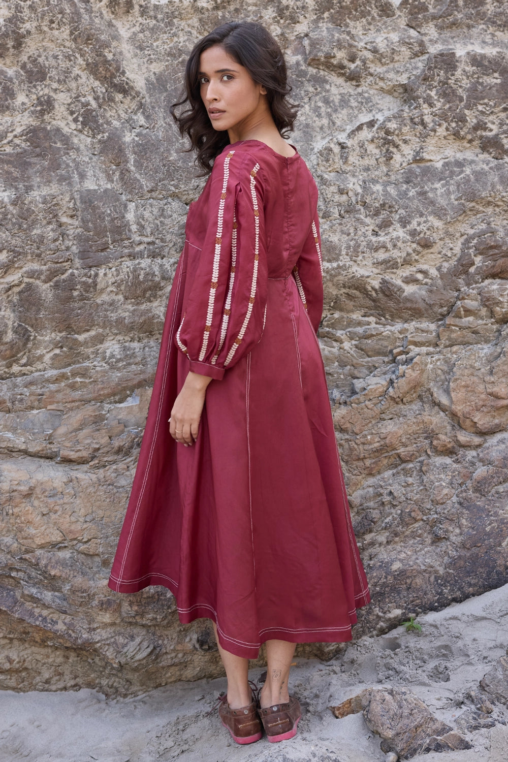 Poppy Maroon Panelled Dress