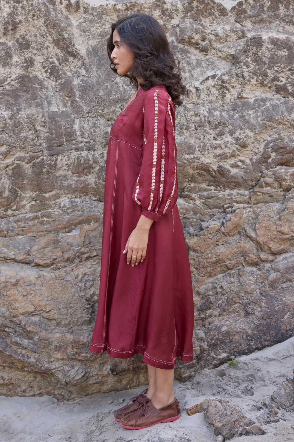 Poppy Maroon Panelled Dress