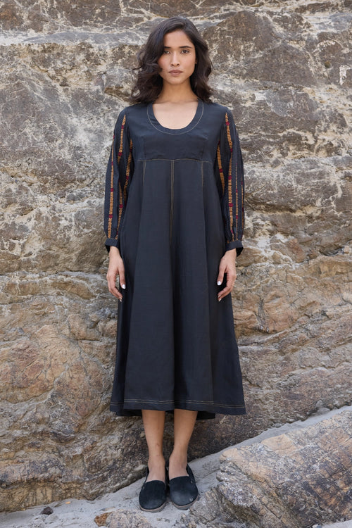 Poppy Black Panelled Dress