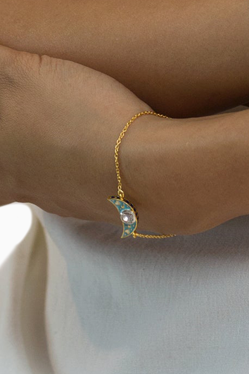 Crescent Moon Polki Bracelet