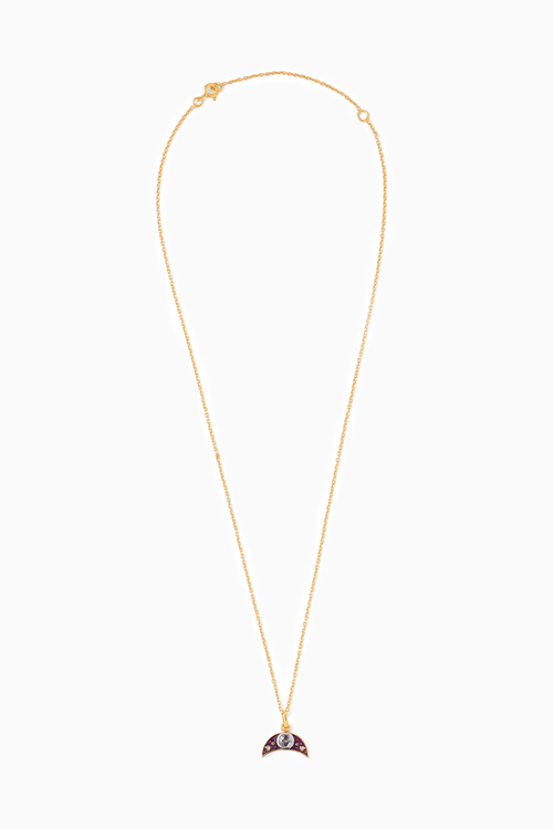 Crescent Moon Polki Neckchain