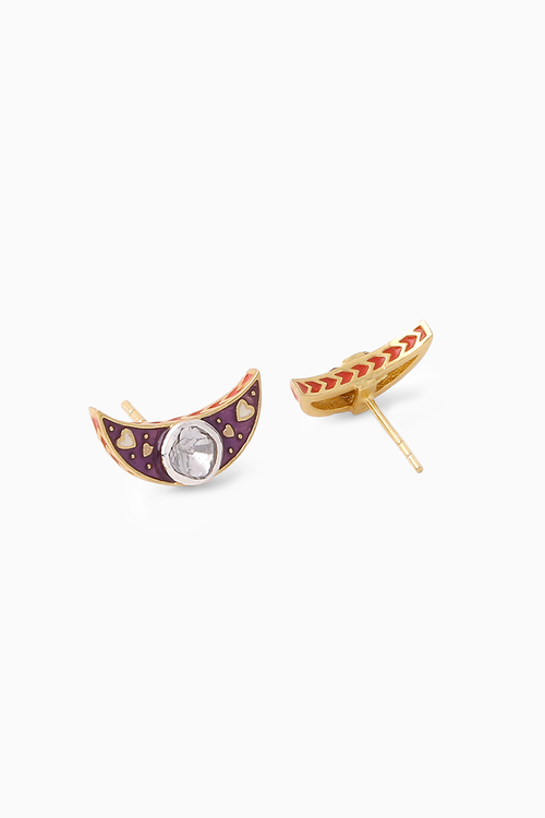 Crescent Polki Studs