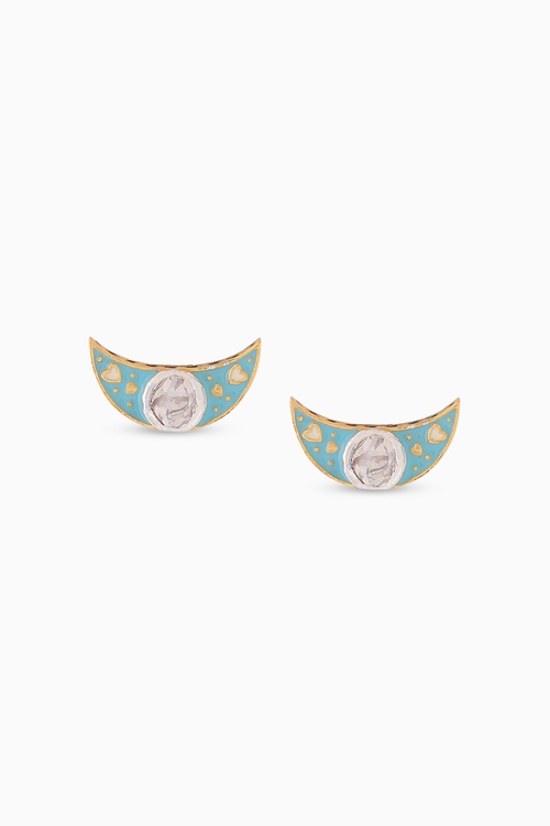 Crescent Polki Studs