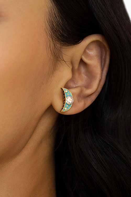 Crescent Polki Studs