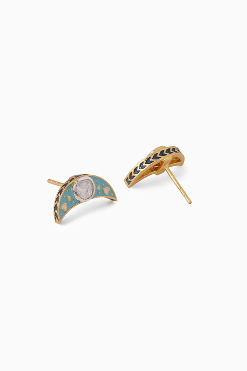 Crescent Polki Studs