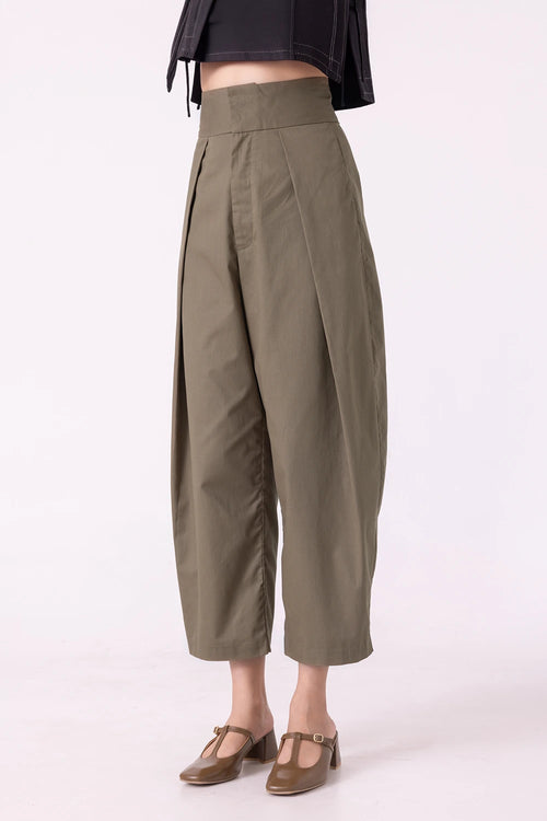 Elinor Olive Barrel Pants