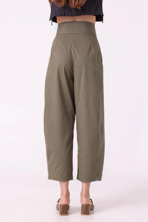 Elinor Olive Barrel Pants