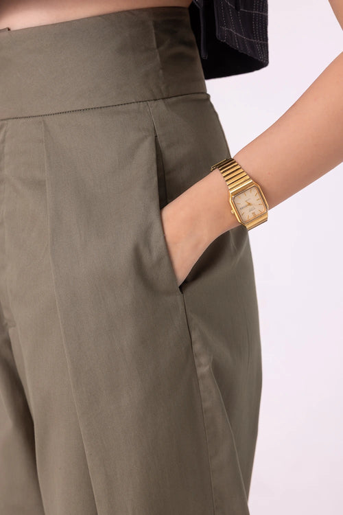 Elinor Olive Barrel Pants