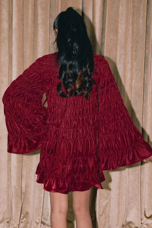 Maroon Velvet Kedia Dress