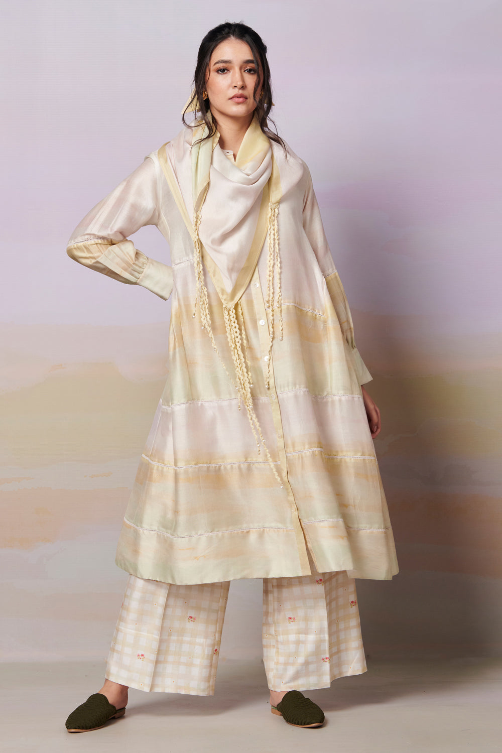 After Glow Kurta and Trousers Coord Set with Scarf