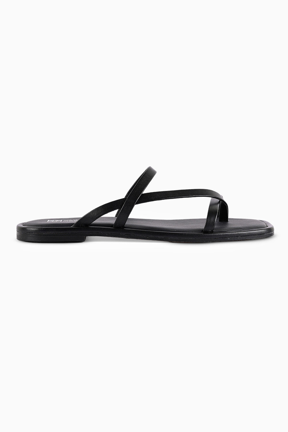 Alysson Black Minimal Toe-Post Flats