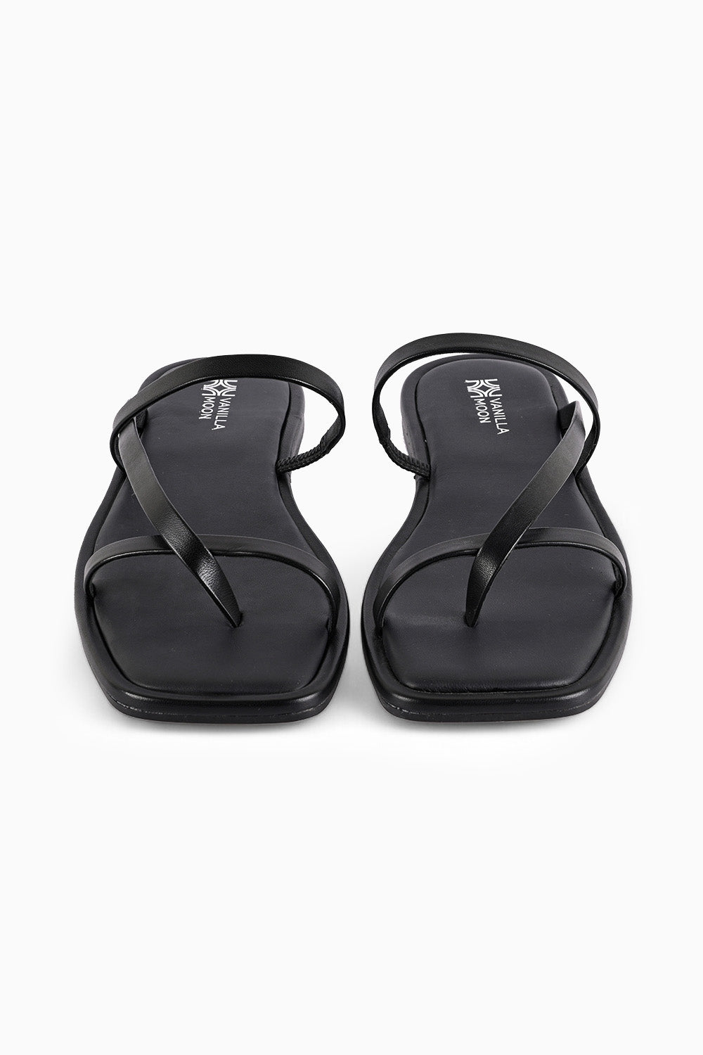 Alysson Black Minimal Toe-Post Flats