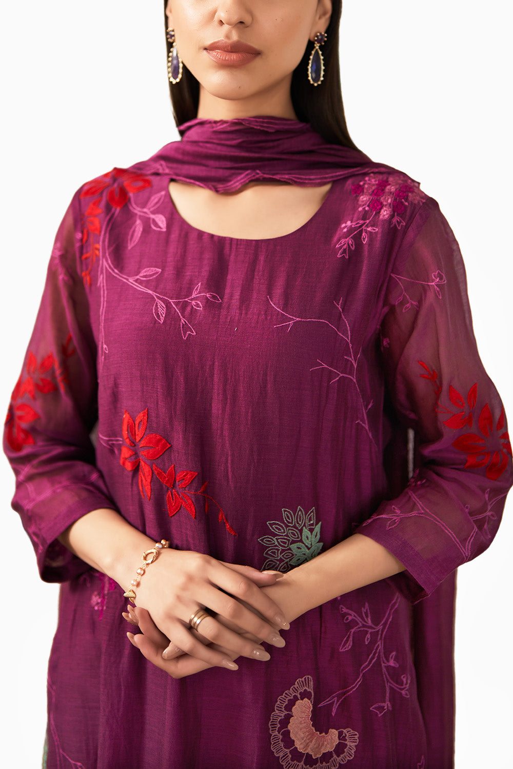 Amethyst Floral Embroidered Kurta Set