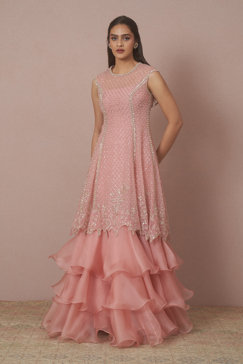 Peach Embroidered Kurta Set