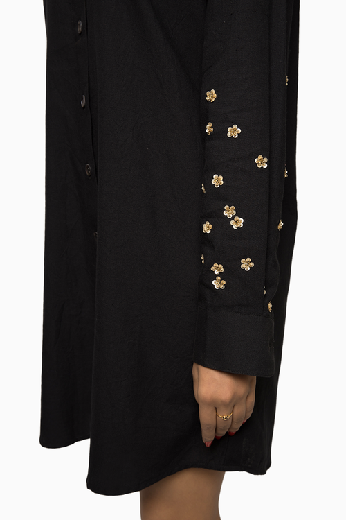 Floral Sleeves Shirt Dress