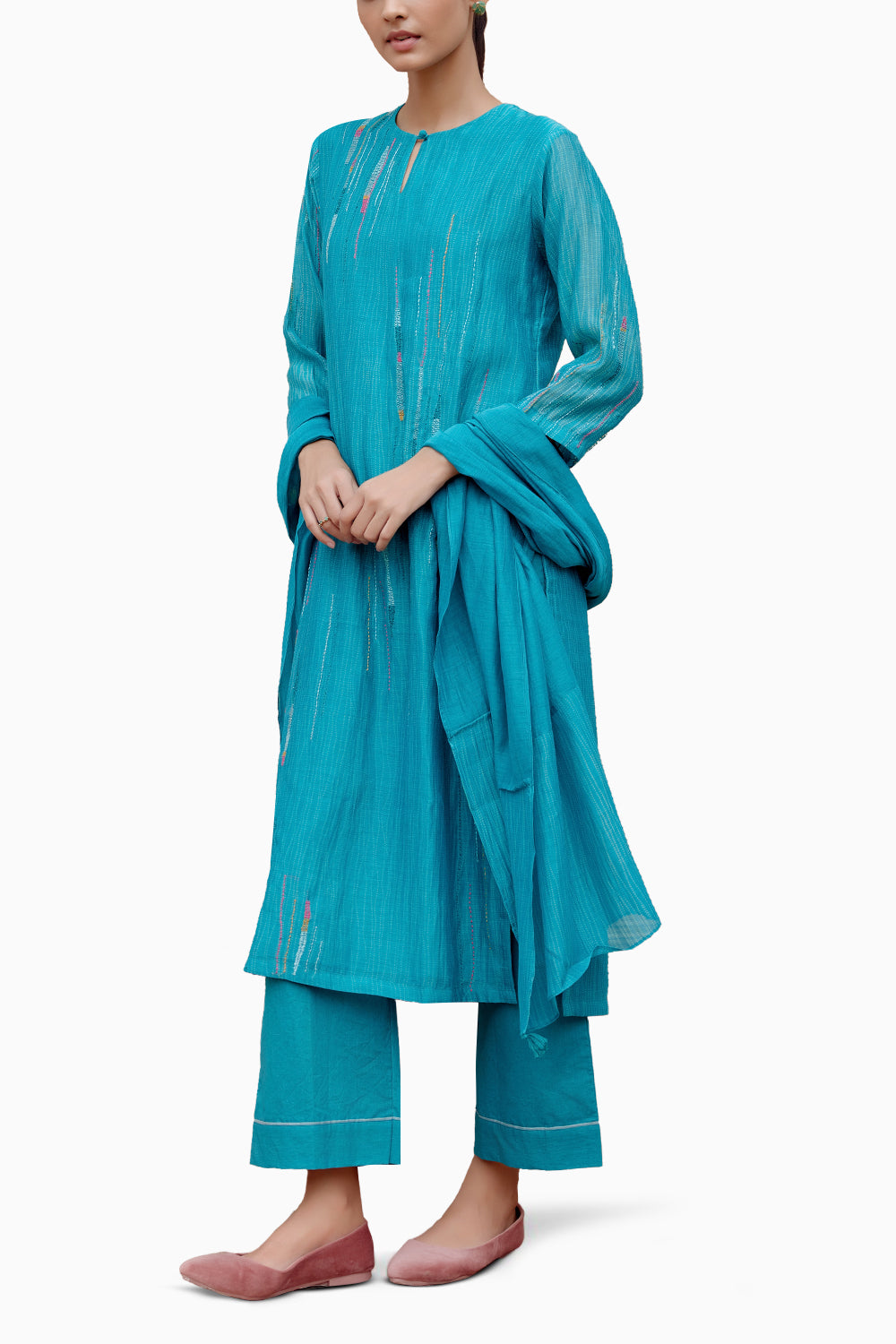 Aquamarine Embroidered Kurta Set