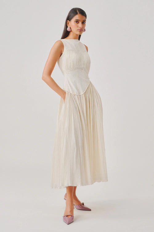 Ivory Ruched Corset Dress
