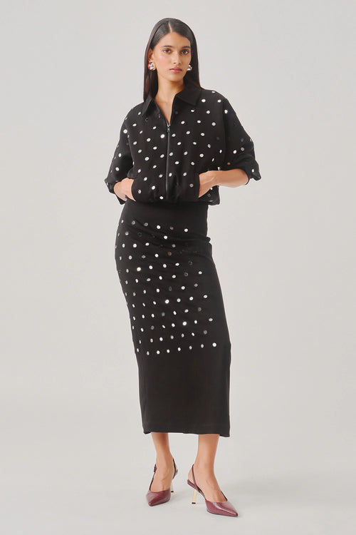 Midnight Bling Bomber With Black Constellation Skirt