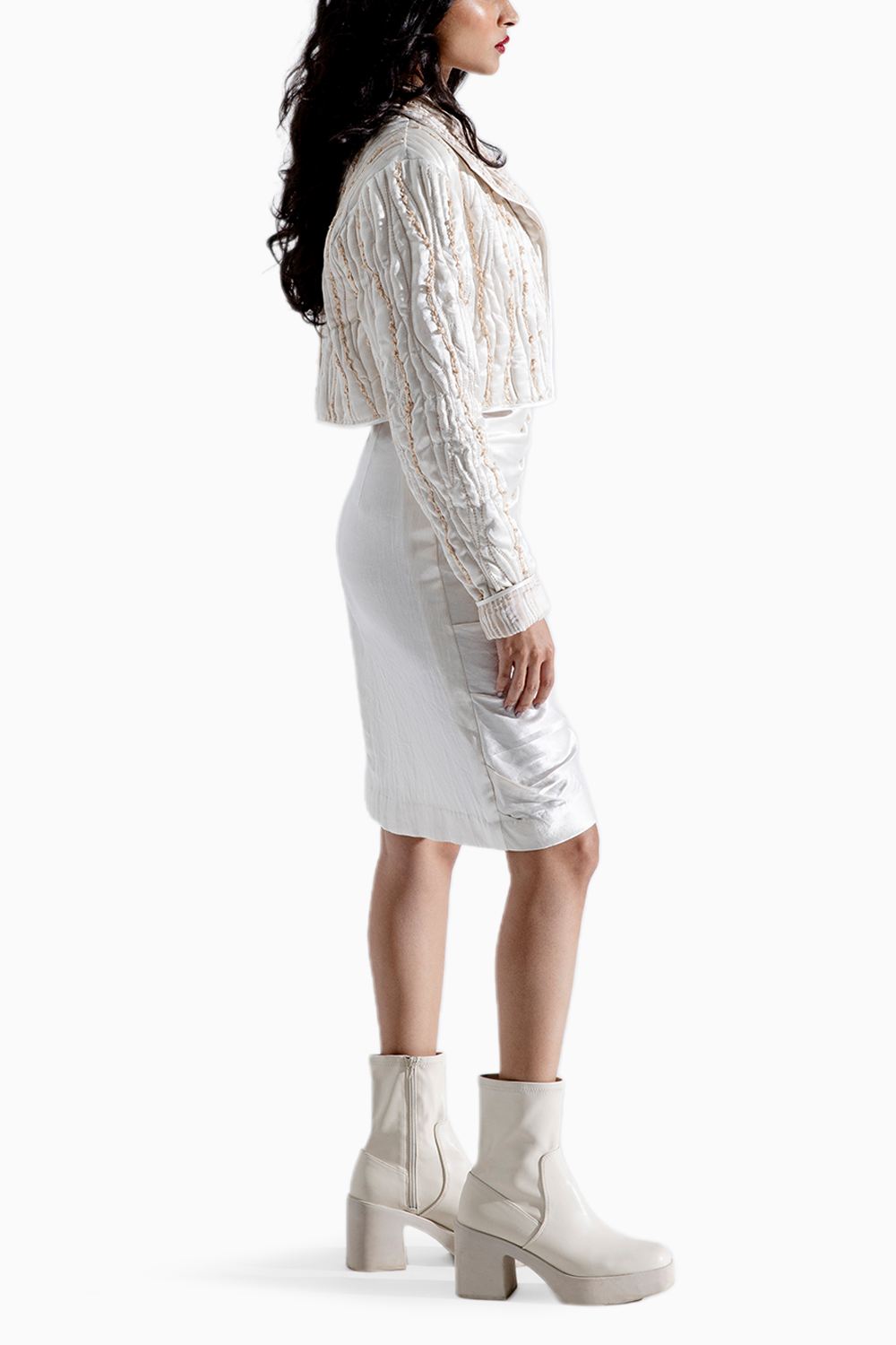 White Lily Smock Dress with Quilted Jacket