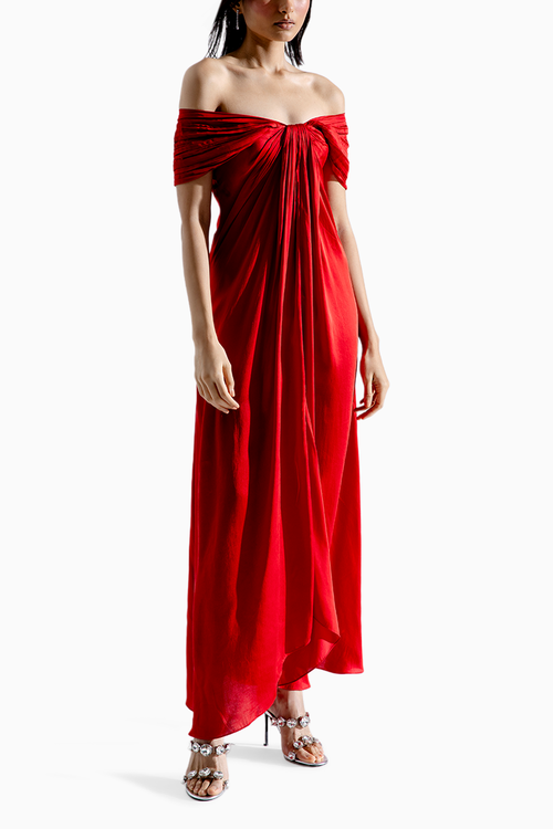 Cherry Bow- off Shoulder Dress