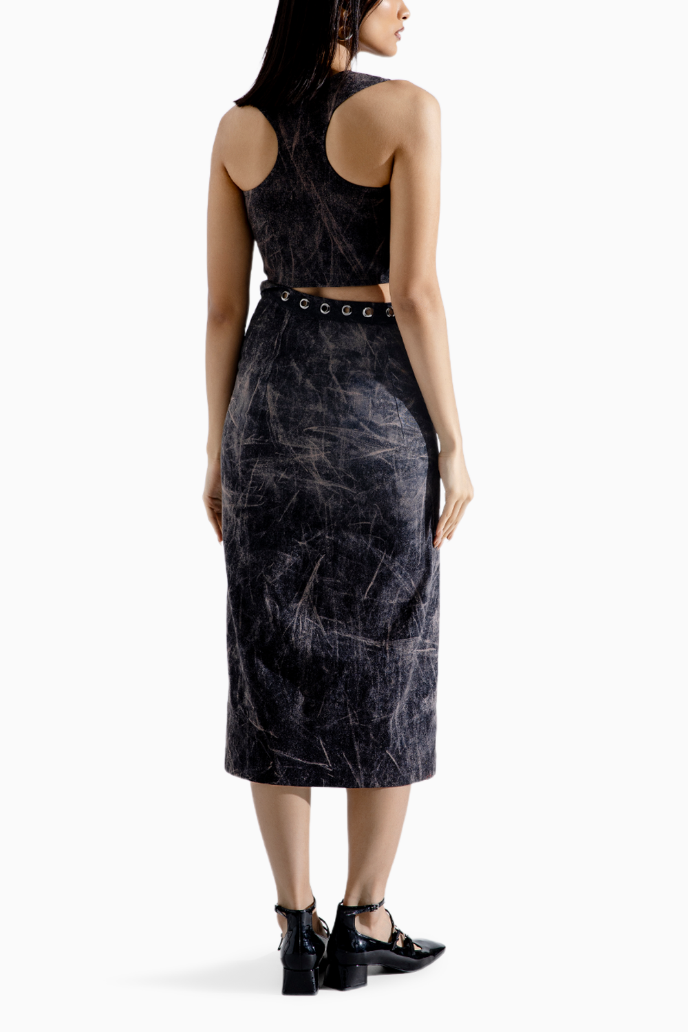 Steel Grunge T-Back Top and Flap Skirt