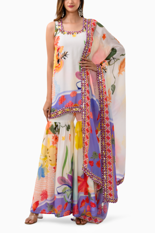 Vanilla Bloom Sharara Set with Dupatta