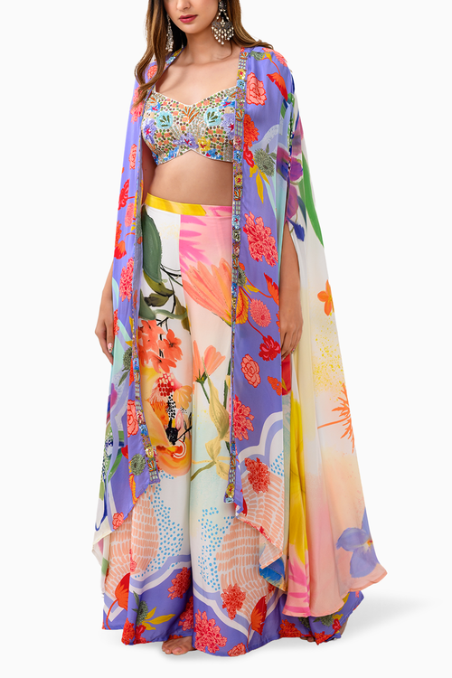 Vanilla Bloom Pant and Bralette with Cape