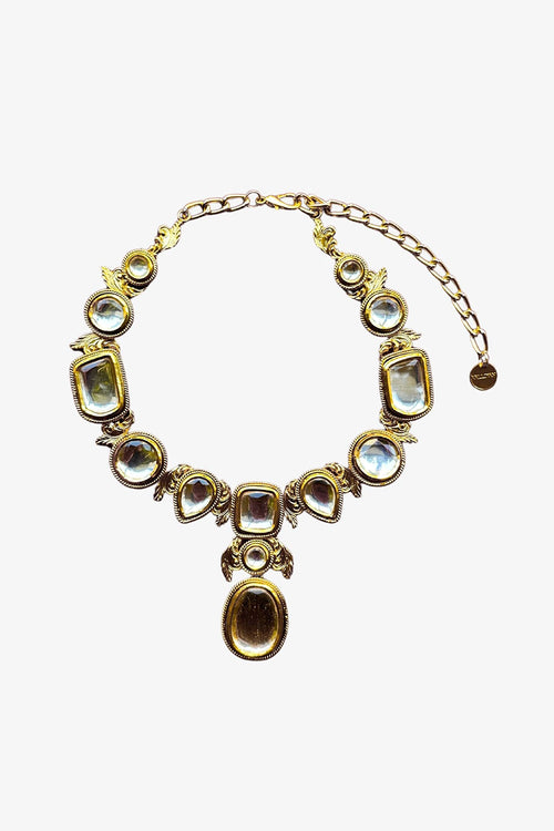 Gold And Silver Polki Rococo Necklace