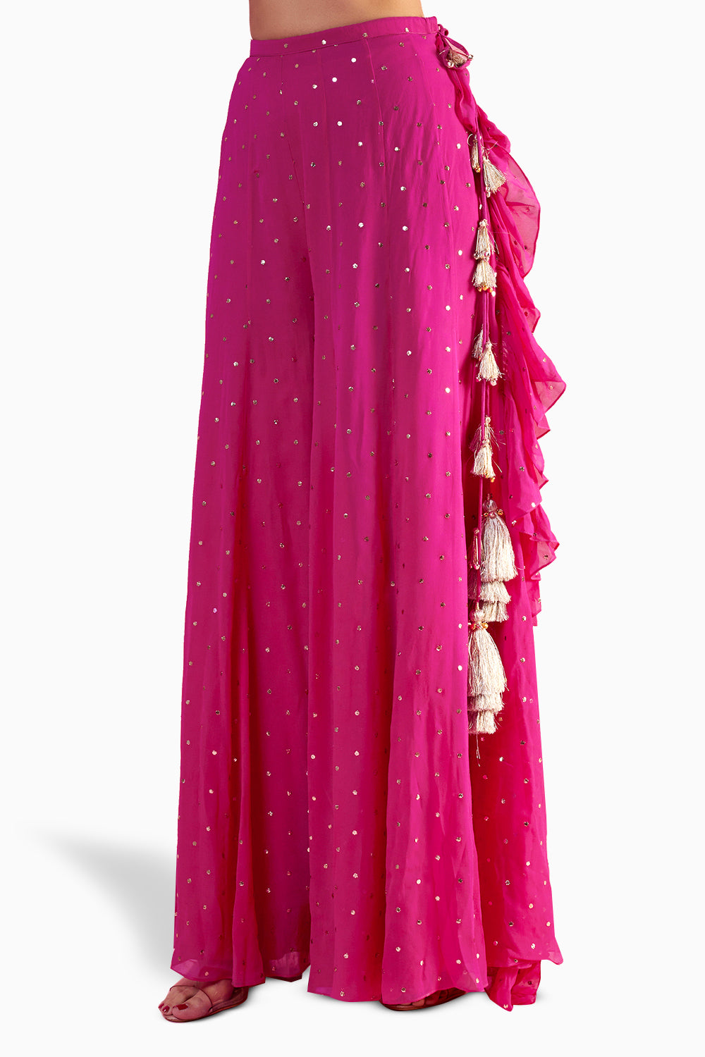 Rani Pink Embroidered Yoke with Bustier and Sharara